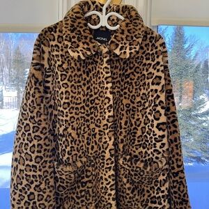 Monki Animal Print Faux Fur Jacket S